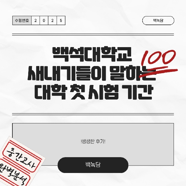 백석대학교 새내기들이 말하는 대학 첫 시험 기간 대표이미지